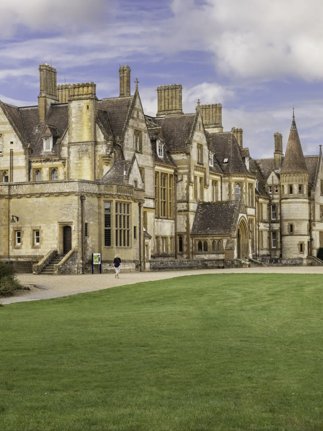 The Victorian Main House at Clayesmore today, designed by Alfred Waterhouse, seen across the lawn