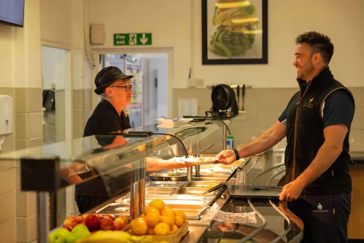 Catering staff serving lunch