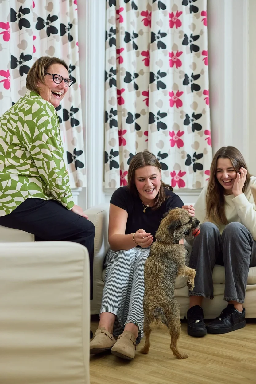 Wolverton boarders with a visiting dog