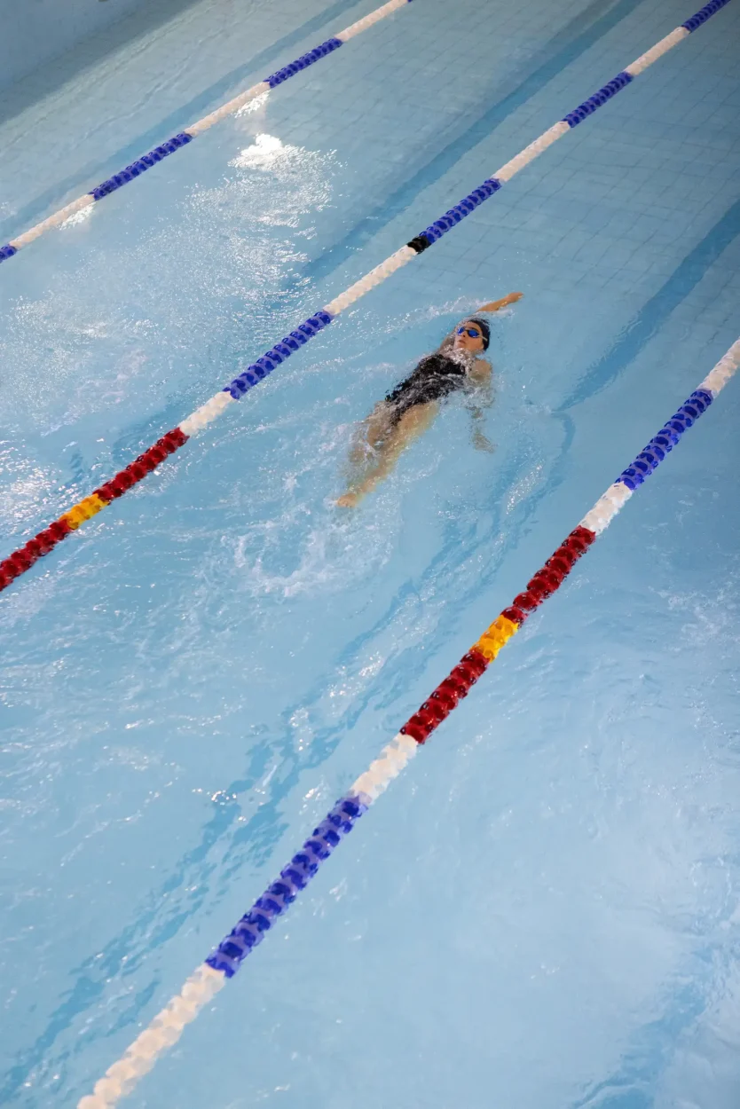 Clayesmore Student backstroke in the pool
